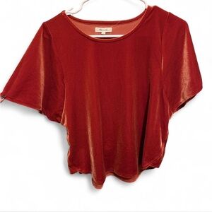 Madewell Velvet ButterflyShort Sleeve Top - Burnt orange - small